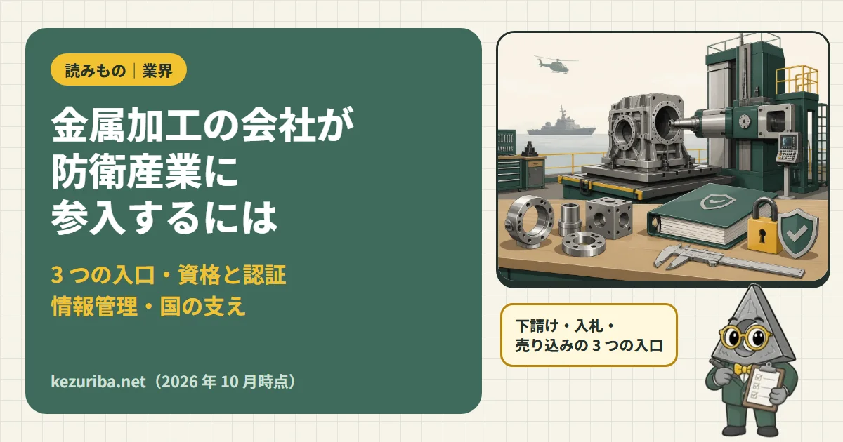 金属加工の会社が防衛産業に参入するには：3 つの入口・資格と認証・情報管理・国の支え・ハードル