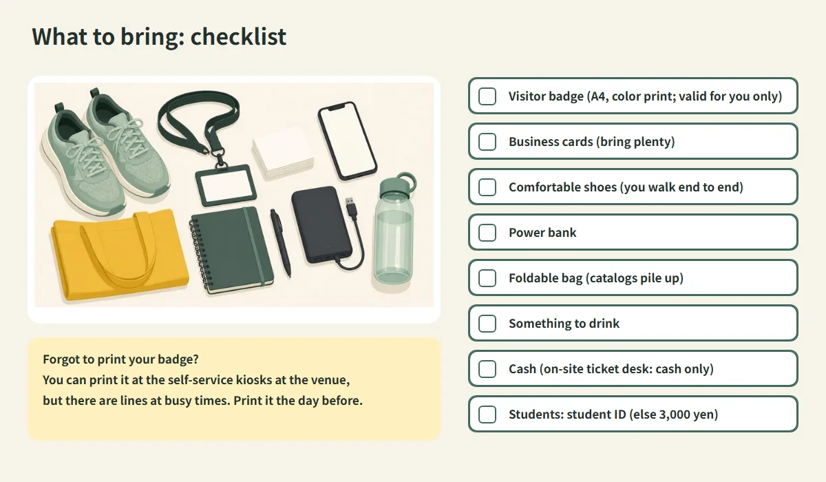 JIMTOF packing checklist