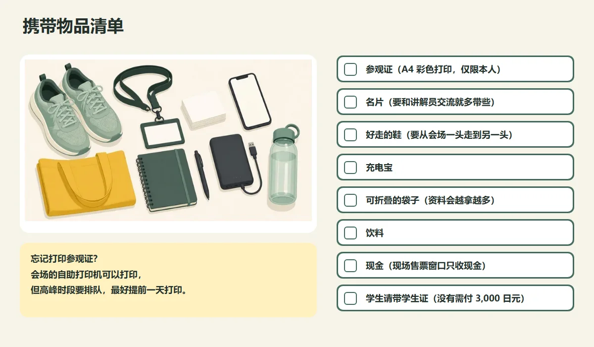 JIMTOF 随身物品清单