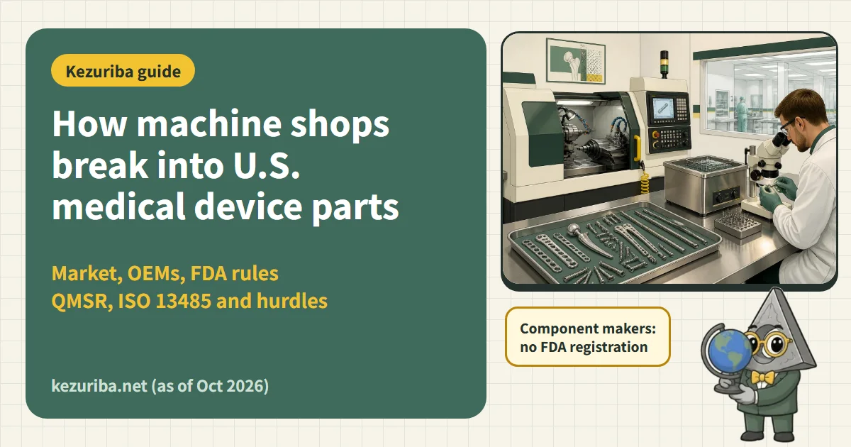How a Metalworking Company Can Enter U.S. Medical Device Parts Machining: Market Trends and Hubs, Major OEMs and Contract Manufacturers, FDA Registration and QMSR, ISO 13485, Hurdles