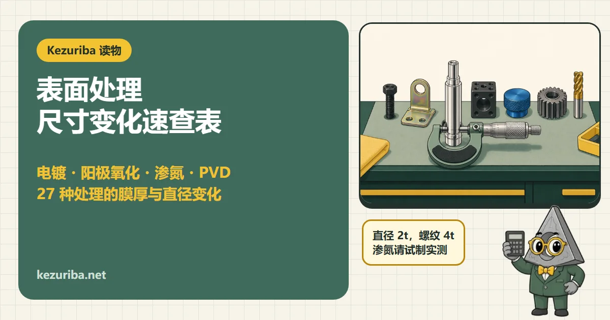 表面处理尺寸变化速查表：电镀、阳极氧化、渗氮、PVD、热喷涂、电解抛光，直径会变化多少？