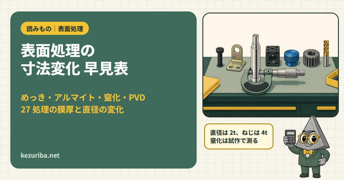 表面処理の寸法変化 早見表：めっき・アルマイト・窒化・PVD・溶射・電解研磨で直径はいくつ変わる？